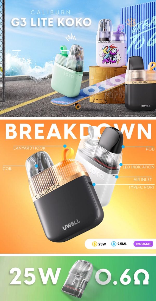 Caliburn G3 Lite Koko كاليبورن جى3 لايت كوكو Rezkvape.com 7 600x1156